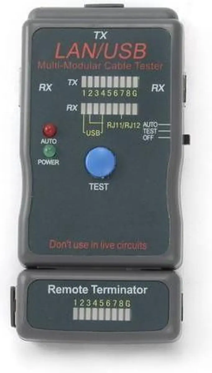 Cablexpert NCT-2 Kabeltester - RJ11/RJ45/USB - Zwart