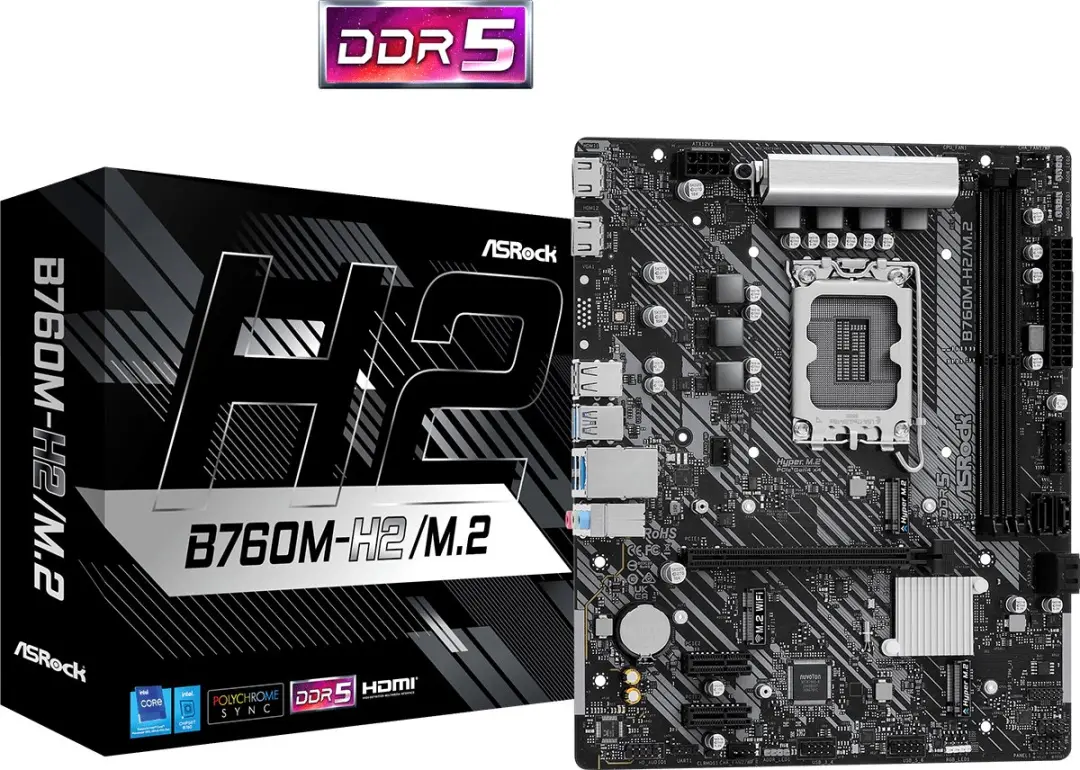 ASRock B760M-H2/M.2 Moederbord - microATX - afbeelding 6 van 6