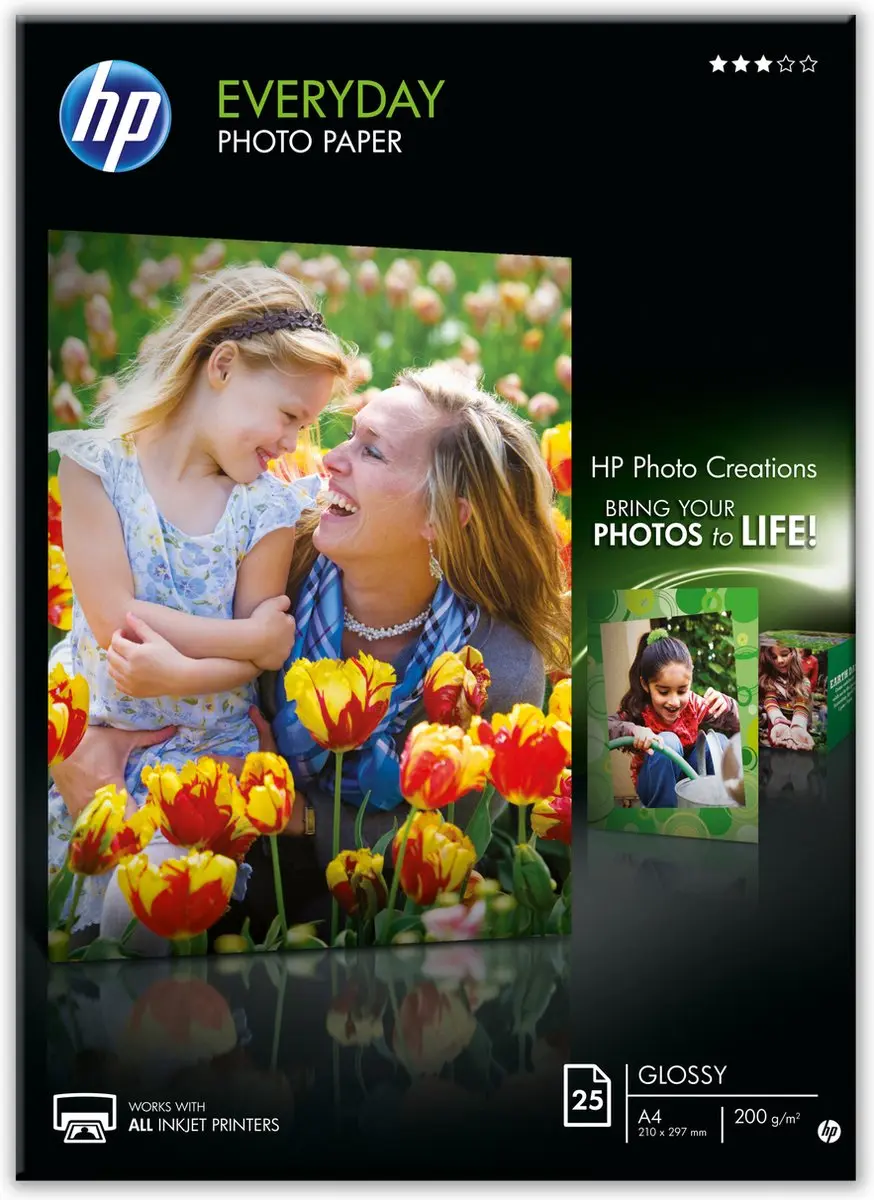 HP Everyday Glanzend Fotopapier A4 200g/m² - 25 Vel