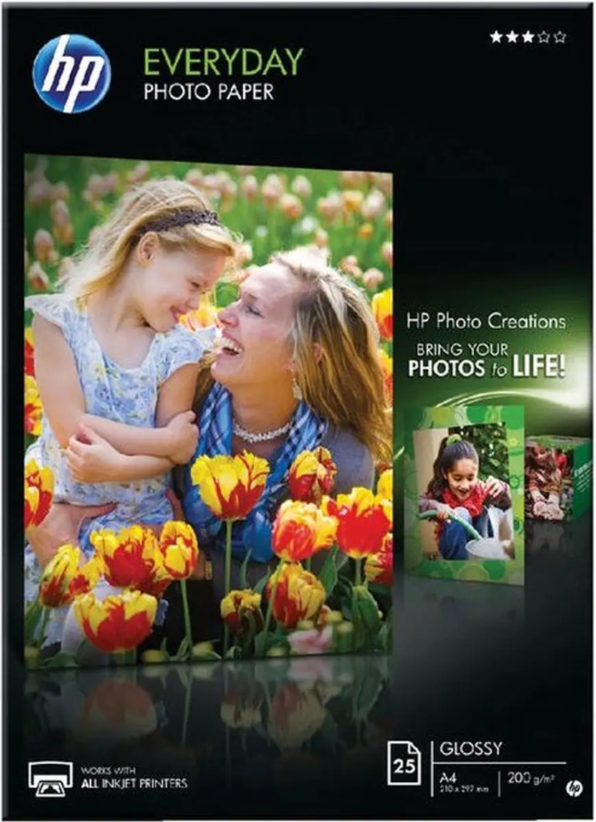 HP Everyday Glanzend Fotopapier A4 200g/m² - 25 Vel