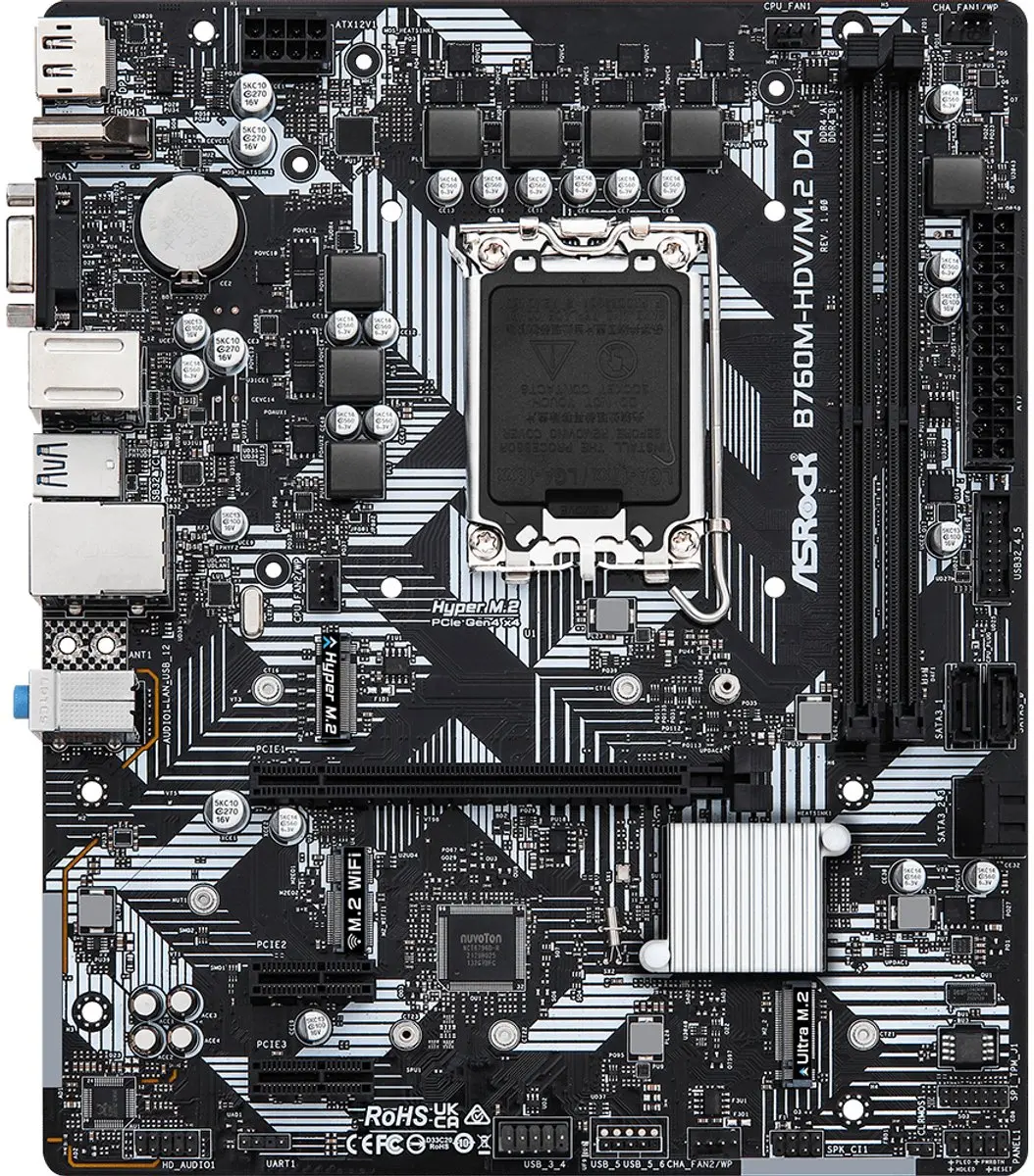 ASRock B760M-HDV/M.2 D4 Moederbord - Socket LGA 1700 - afbeelding 6 van 6