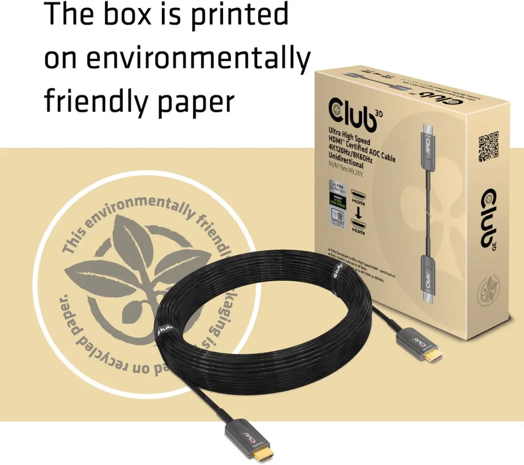 Club 3D AOC CAC-1377 HDMI Kabel 4K120Hz - 15m - Zwart - afbeelding 6 van 6