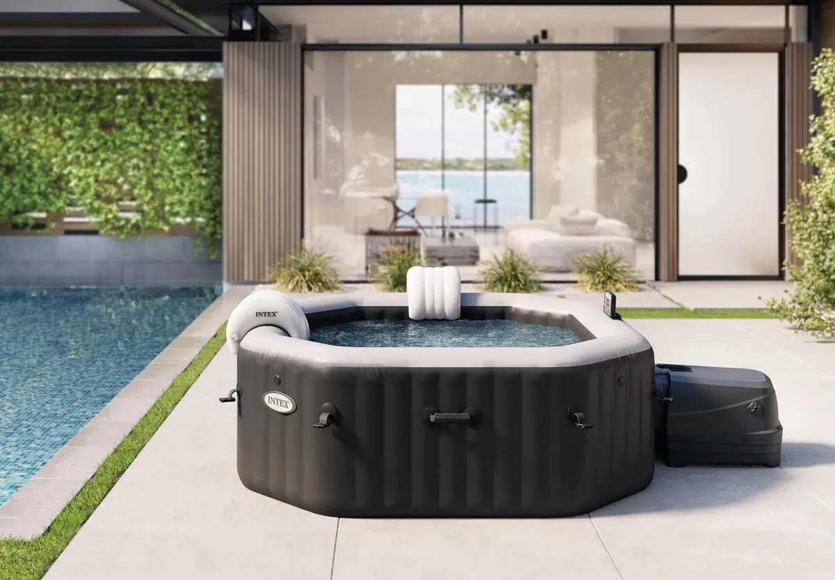 Intex PureSpa Onyx Black Jet & Bubble Deluxe 4 persoons 201x201cm