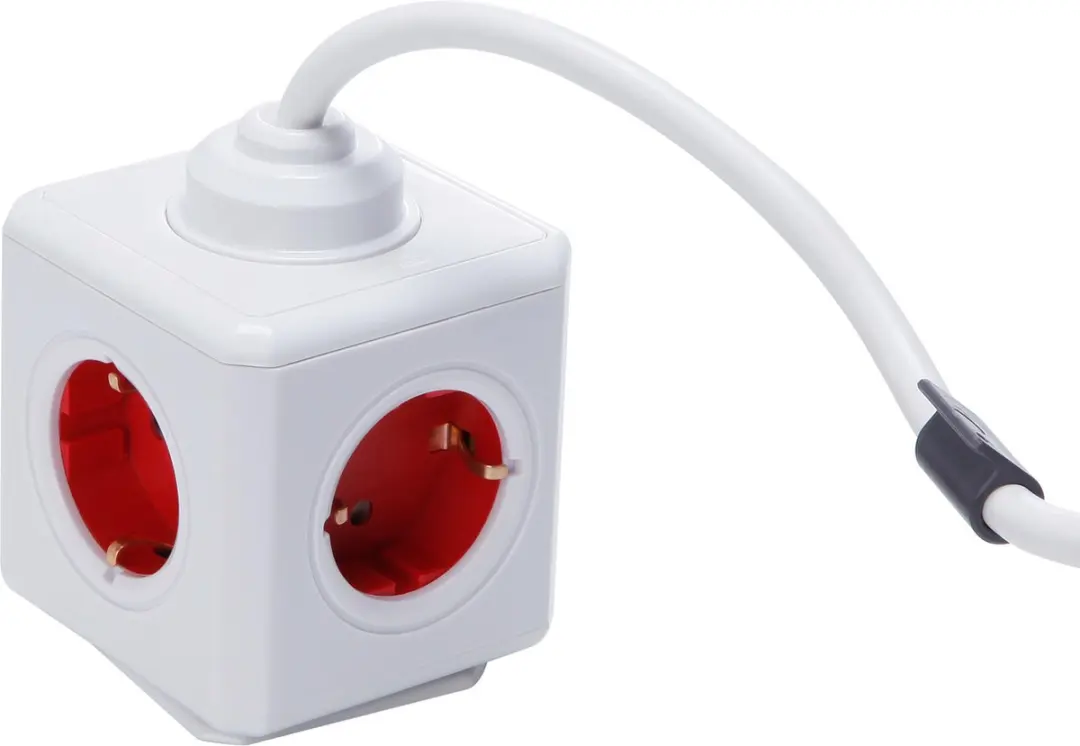 PowerCube Extended Schuko - 5 Stopcontacten - 3500W - Rood
