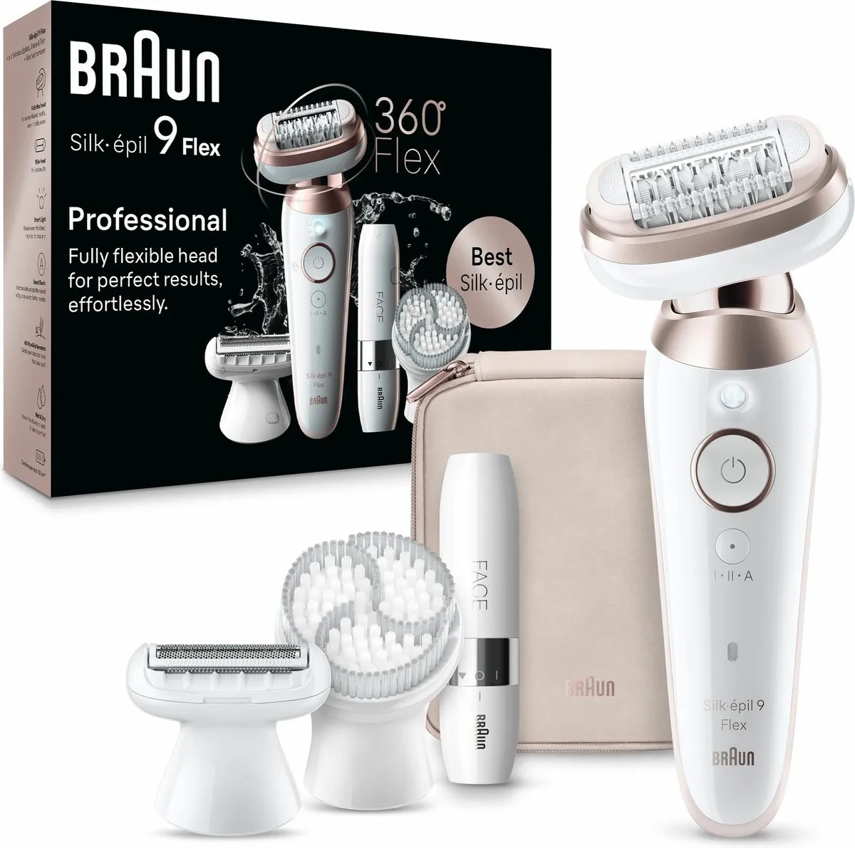 Braun Silk-épil 9 Flex 9-360 Epilator - 5 Opzetstukken - Wit/Rose