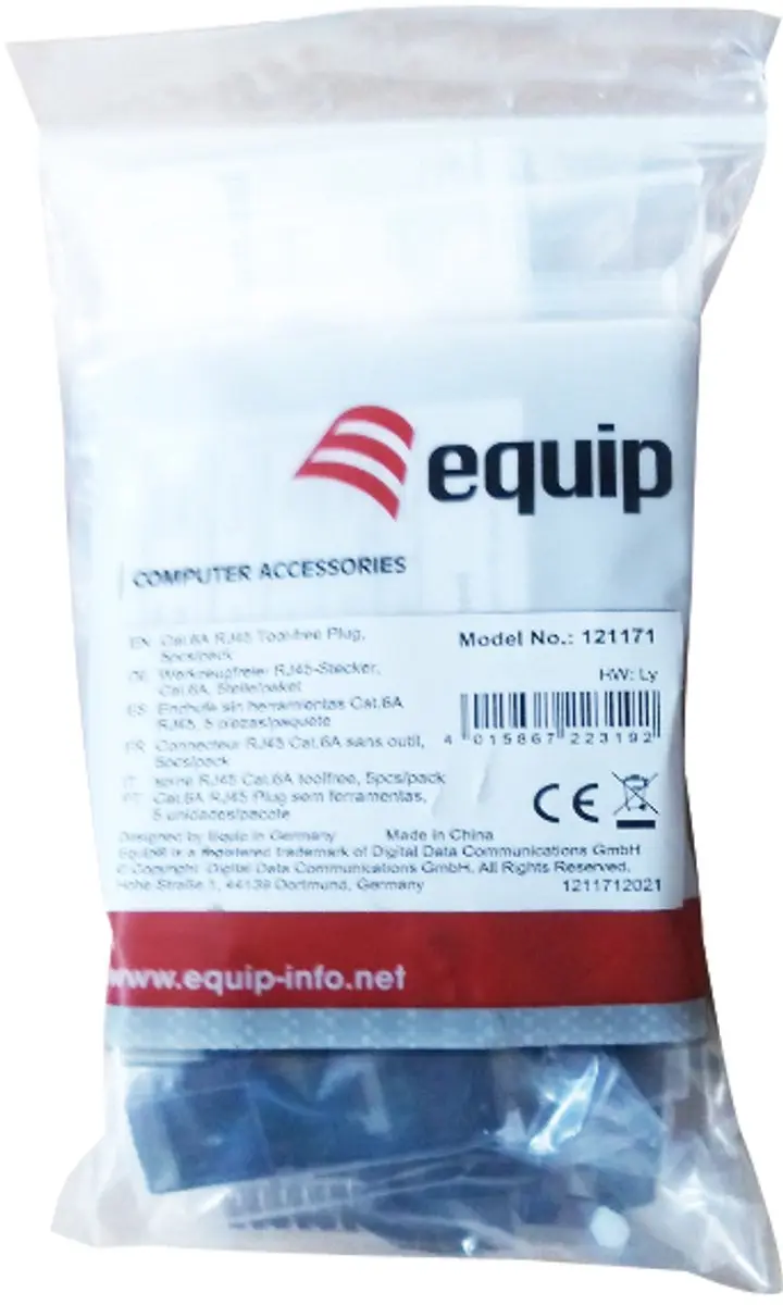 Equip Cat6a RJ45 Connector F/UTP 5 Stuks - Nikkel