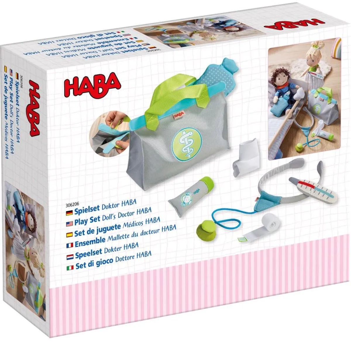 Haba Dokterset Junior 7-delig - 20x19cm - Groen/Blauw