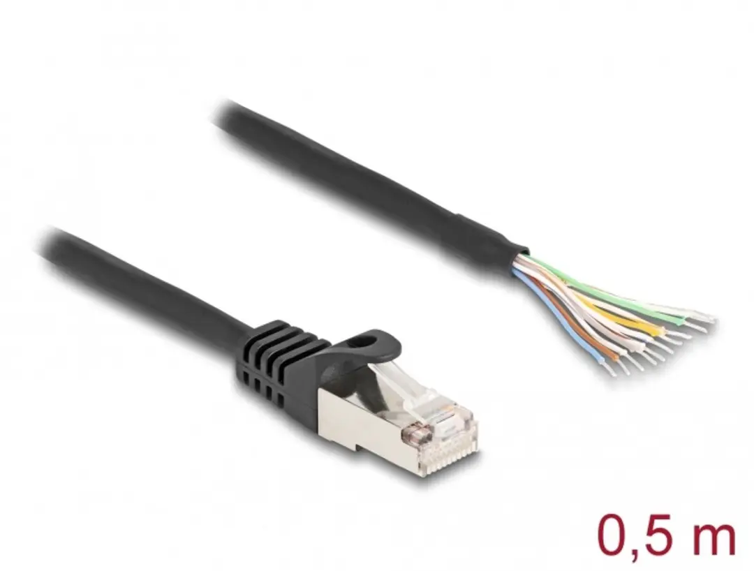 Delock RJ50 Kabel S/FTP 0.5m - Zwart