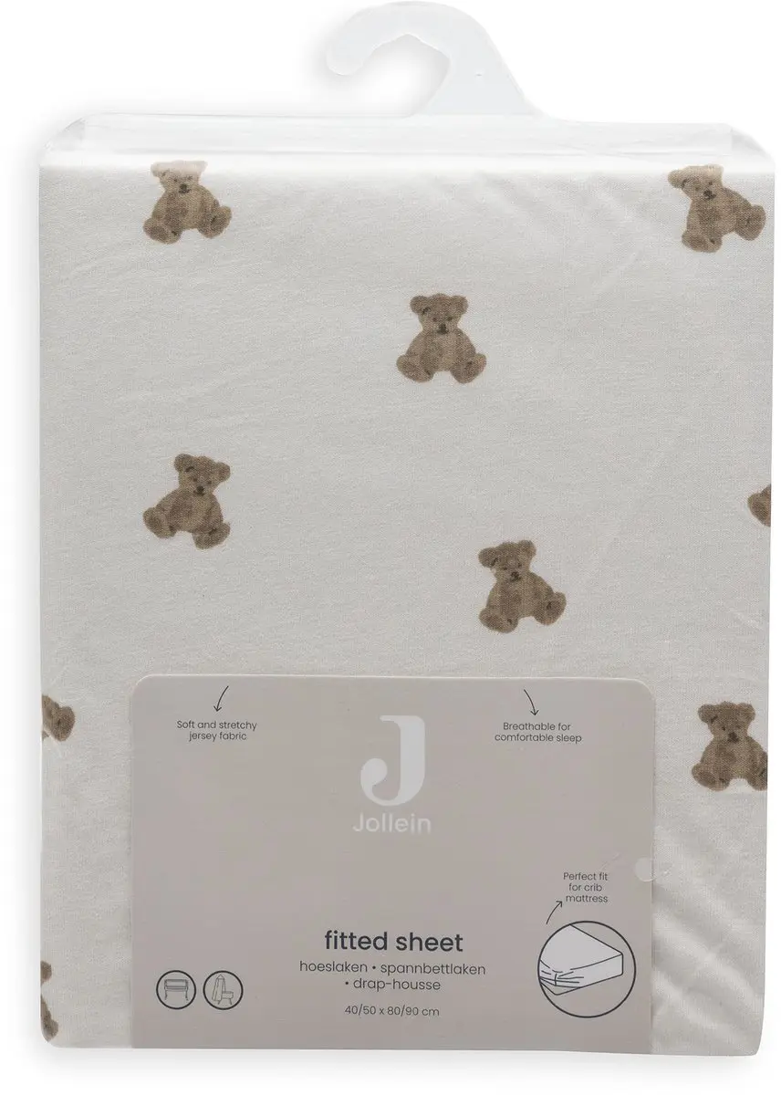 Jollein Hoeslaken Mini Teddy Bear Jersey 40/50x80/90cm - Bruin