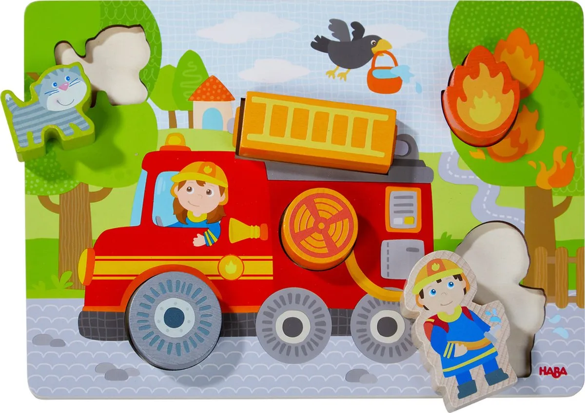 Haba Brandweerauto Vormenpuzzel 7-delig Multicolor - afbeelding 2 van 3