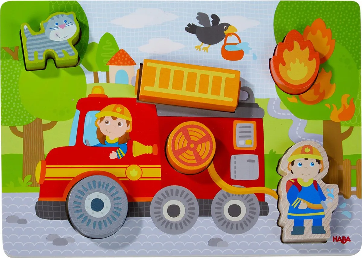 Haba Brandweerauto Vormenpuzzel 7-delig Multicolor