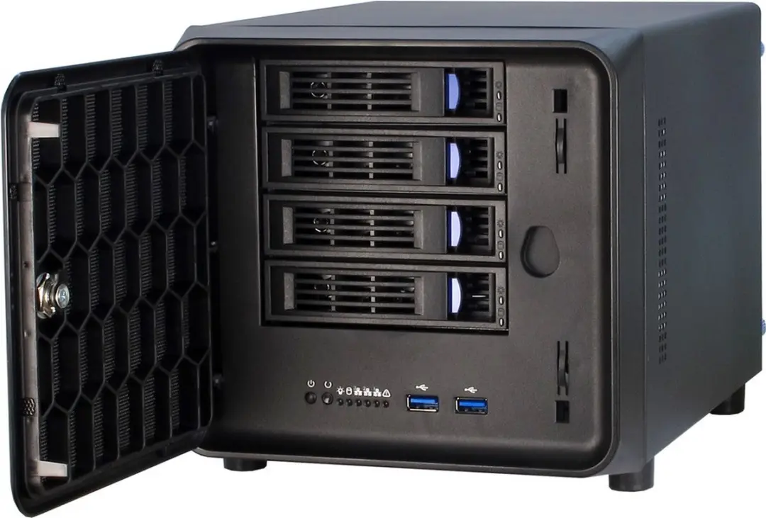 Intertech SC-4100 Kubus Mini-ITX Geheugenrek - 4xHDD - Zwart