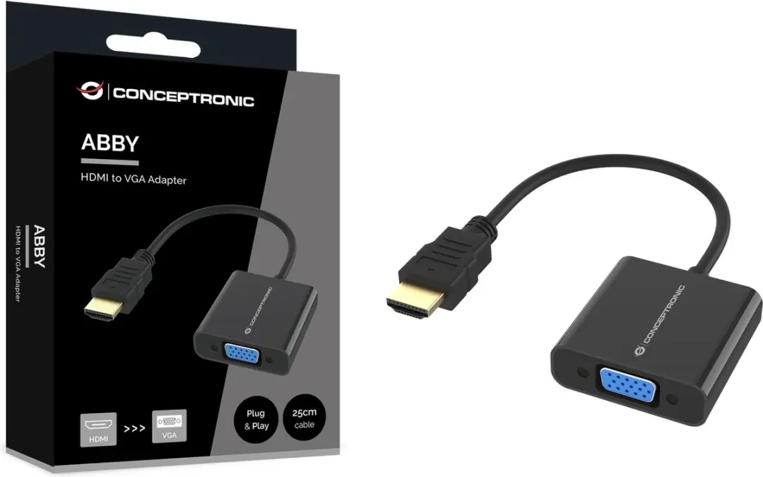 Conceptronic ABBY20B HDMI naar VGA Adapter 0,25m - Zwart - afbeelding 3 van 6