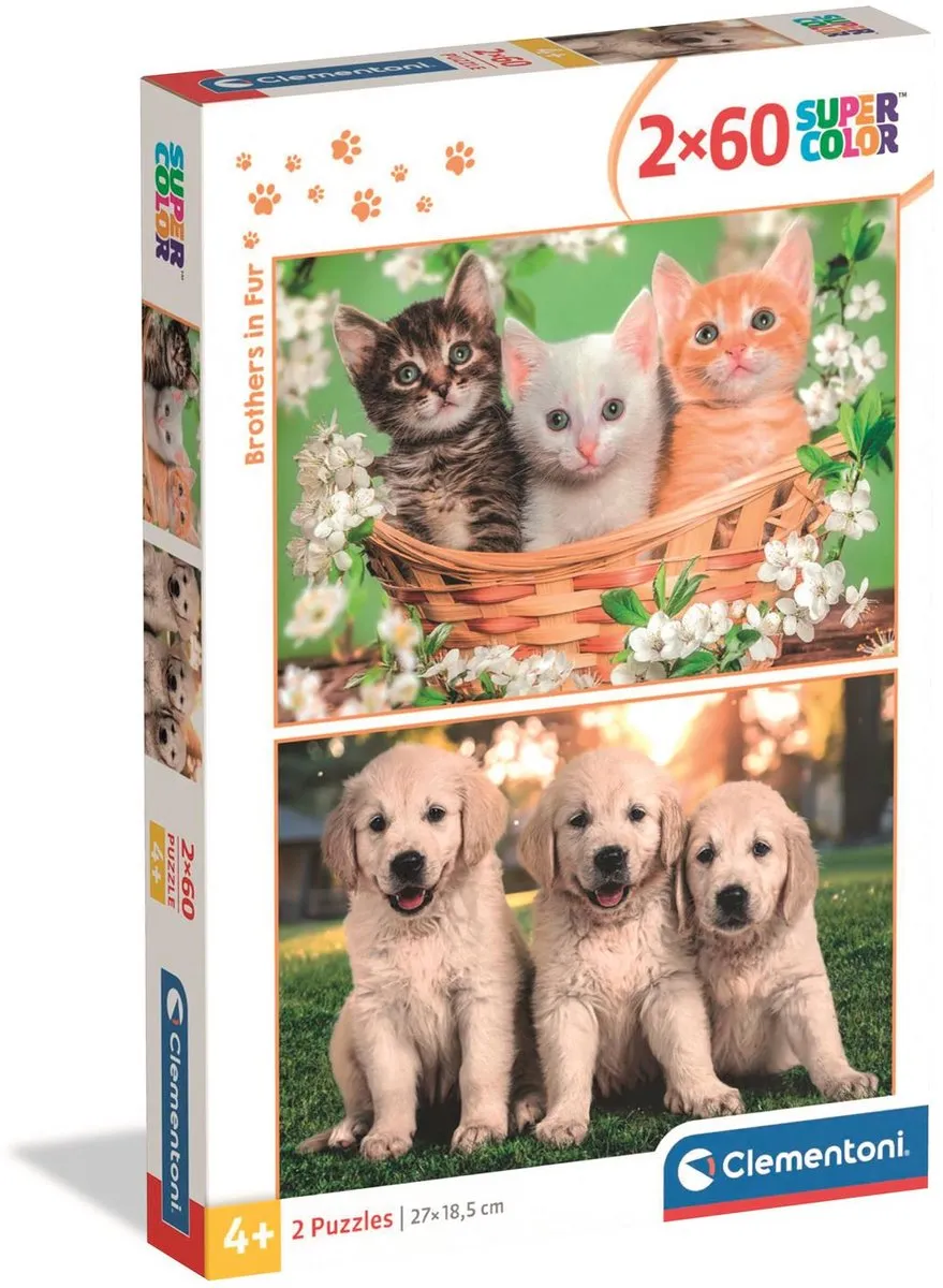 Clementoni Brothers in Fur Puzzel 120 Stuks