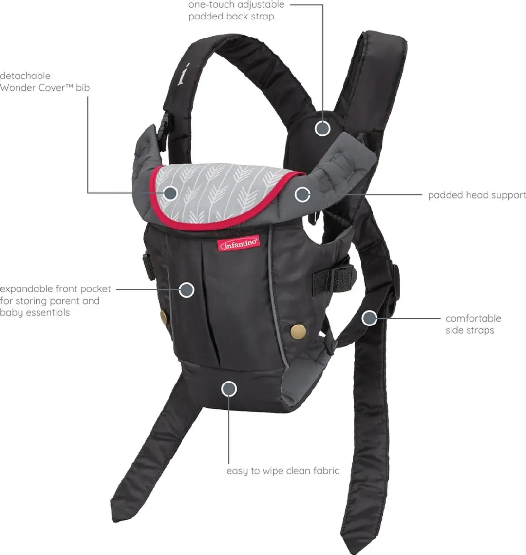 Infantino Swift Classic Draagzak - Zwart - 2,5-25 kg