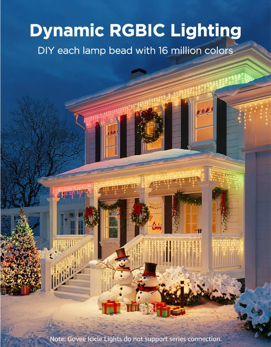 Govee Icicle Lights 10m Matter RGBIC LED - 400 Lichtpunten - Mat Glas