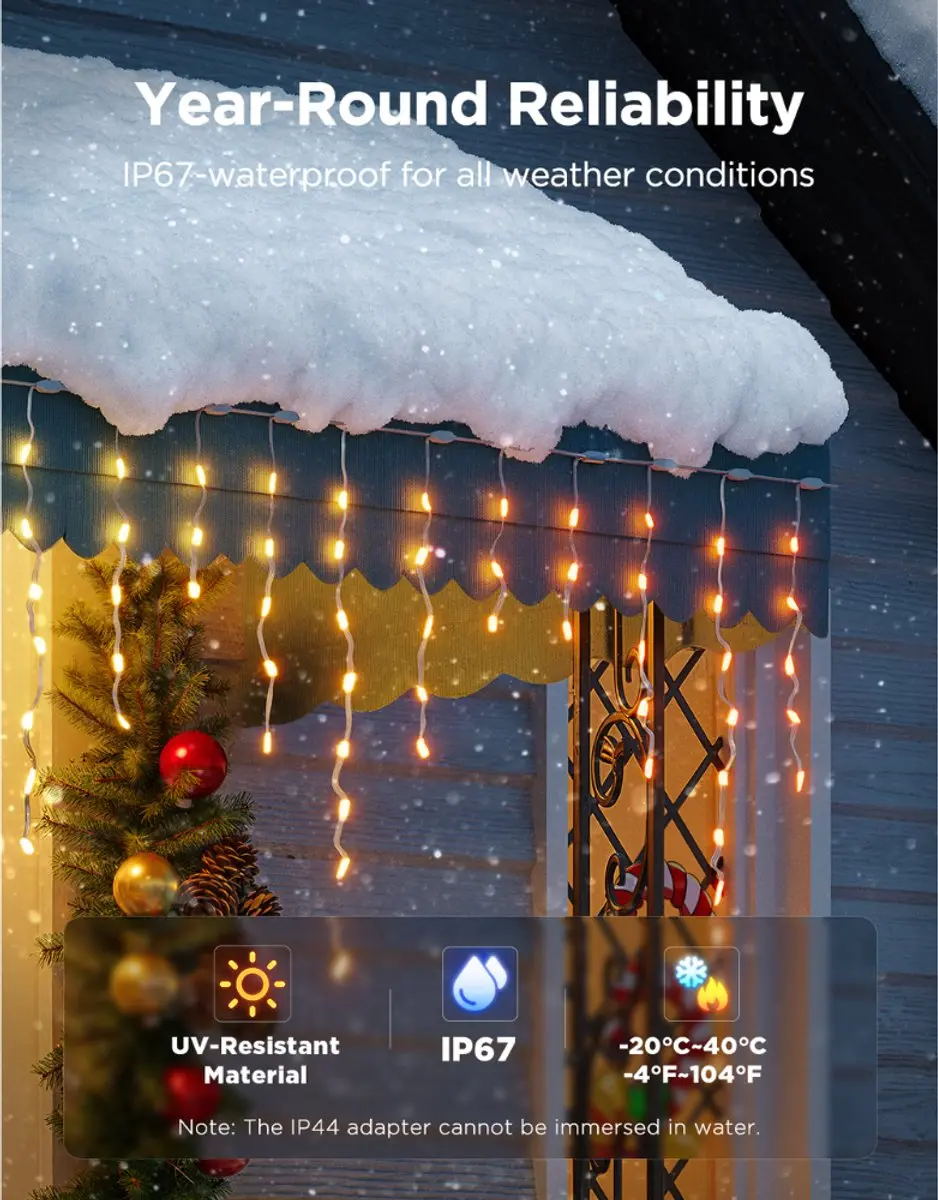 Govee Icicle Lights 10m Matter RGBIC LED - 400 Lichtpunten - Mat Glas - afbeelding 6 van 6