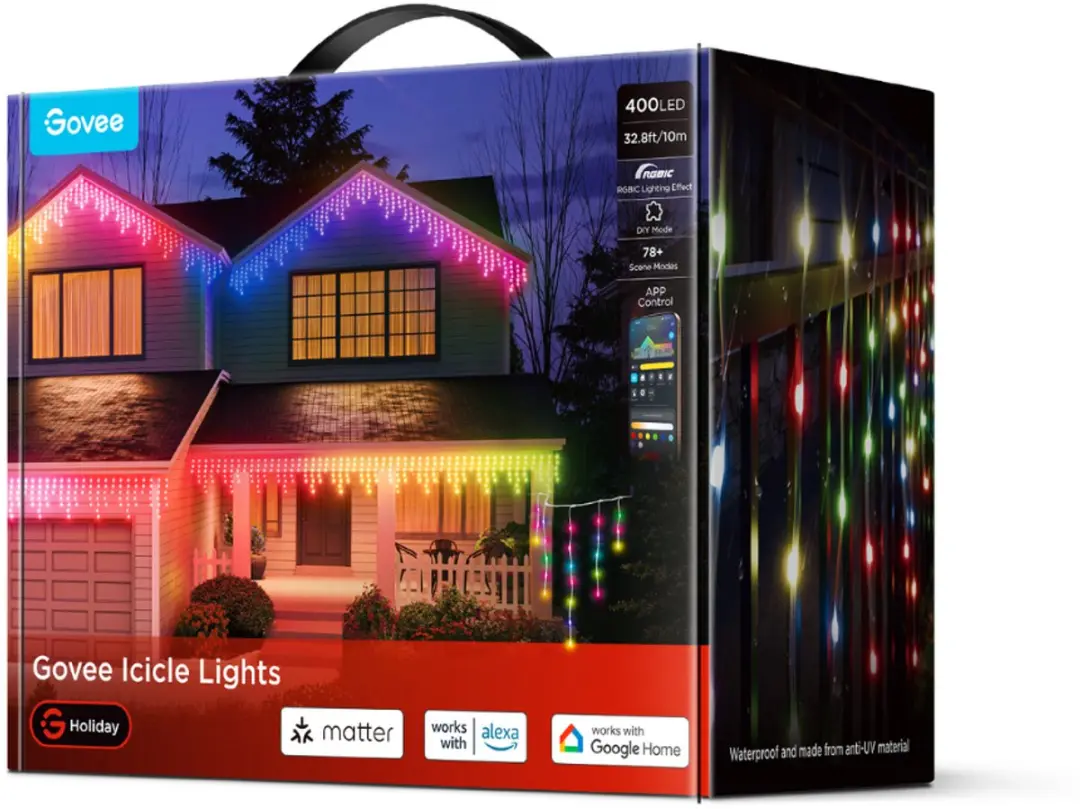Govee Icicle Lights 10m Matter RGBIC LED - 400 Lichtpunten - Mat Glas