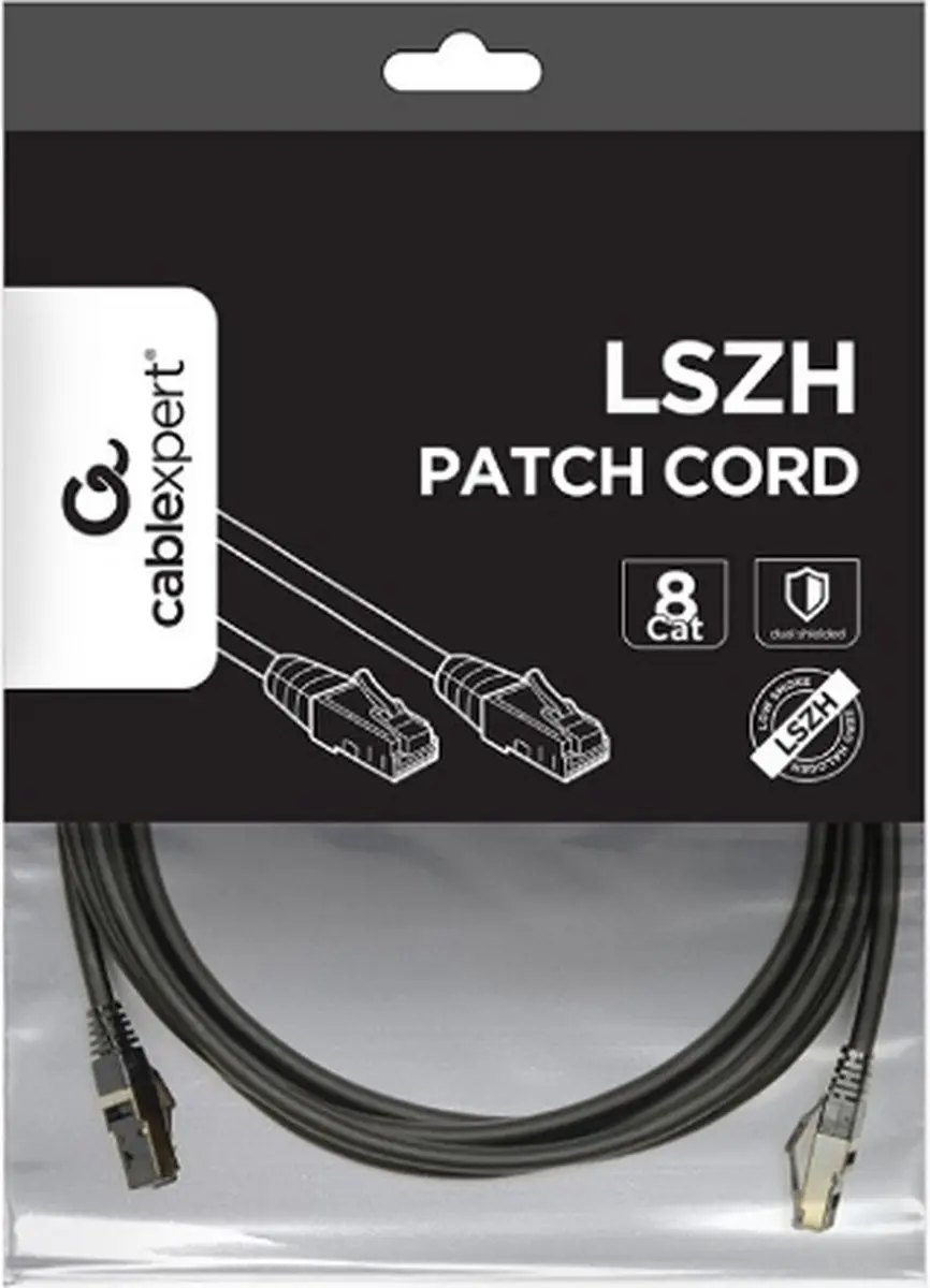 Cablexpert S/FTP Cat8 Netwerkkabel LSZH PP8-LSZHCU-BK-3M - 3m