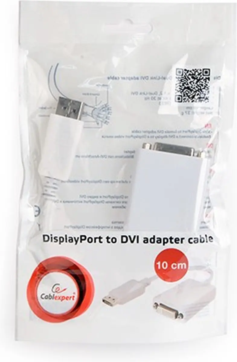 Cablexpert Gembird DisplayPort naar DVI Adapter 0,1m - Zwart