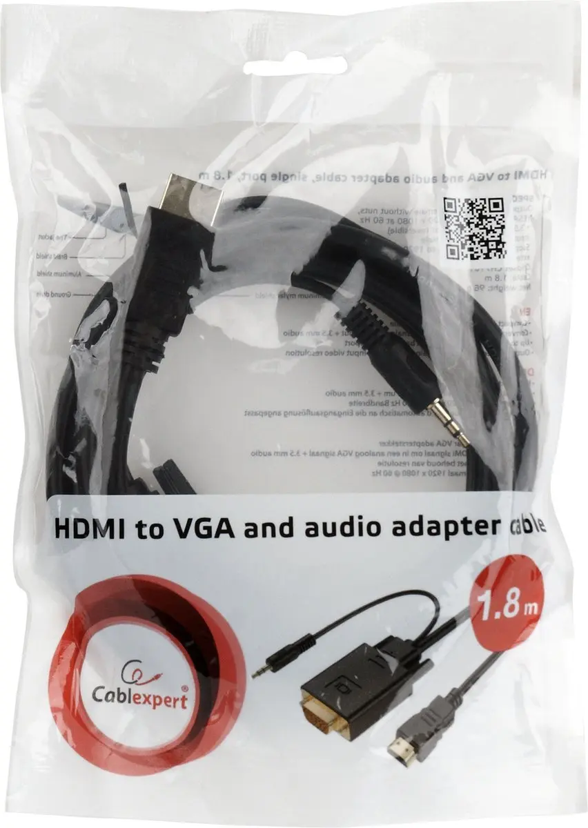 Cablexpert HDMI naar VGA + 3,5mm Jack Kabel 3m - Zwart