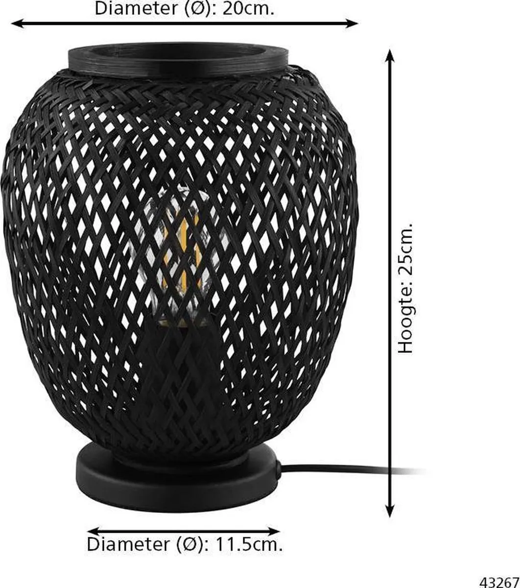 Eglo Dembleby 1 Tafellamp E27 - 25 cm - Zwart