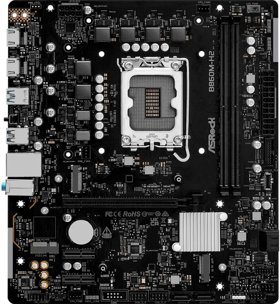 ASRock B860M-H2 microATX Moederbord - Intel B860 - LGA1851