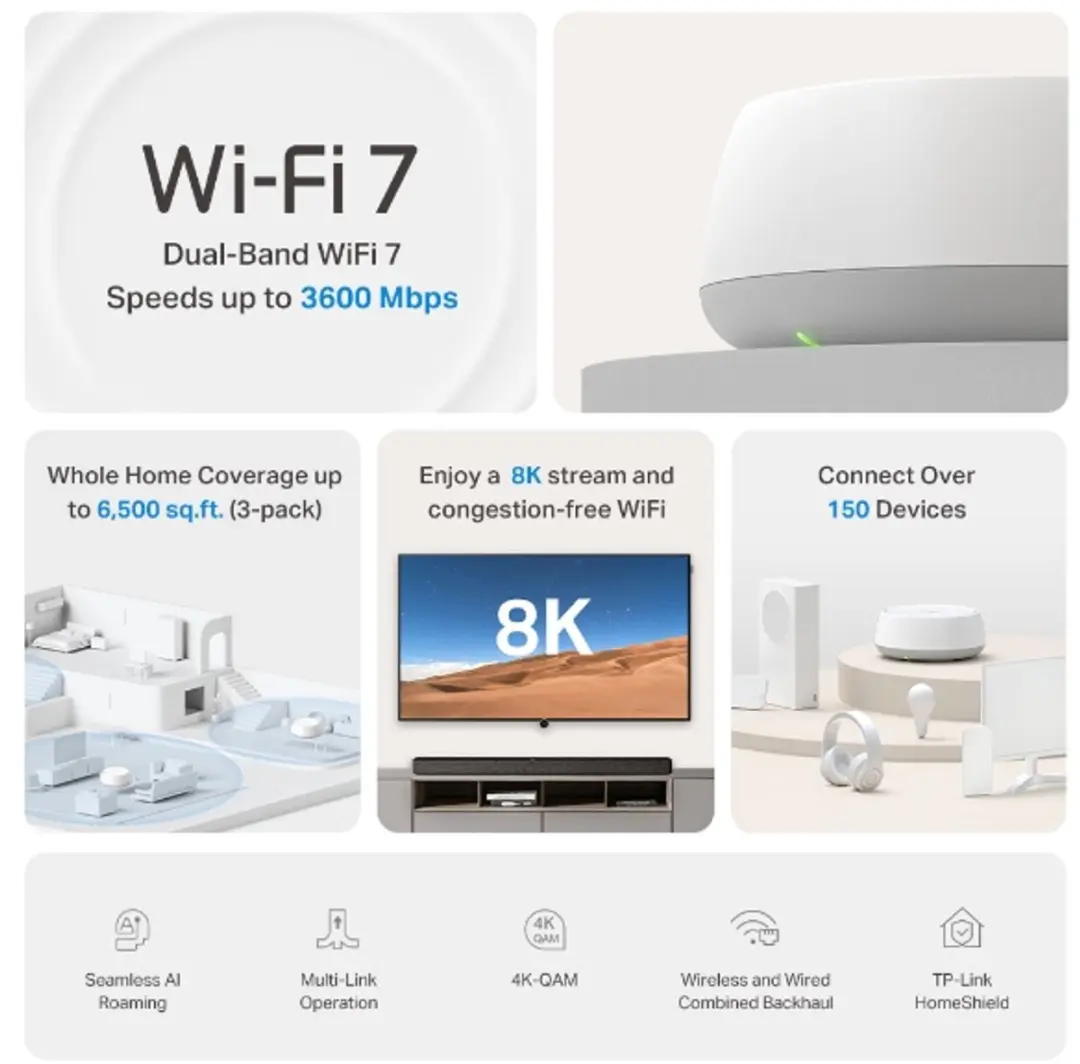 TP-Link DECO BE22(1-PACK) Mesh WiFi 7 Systeem