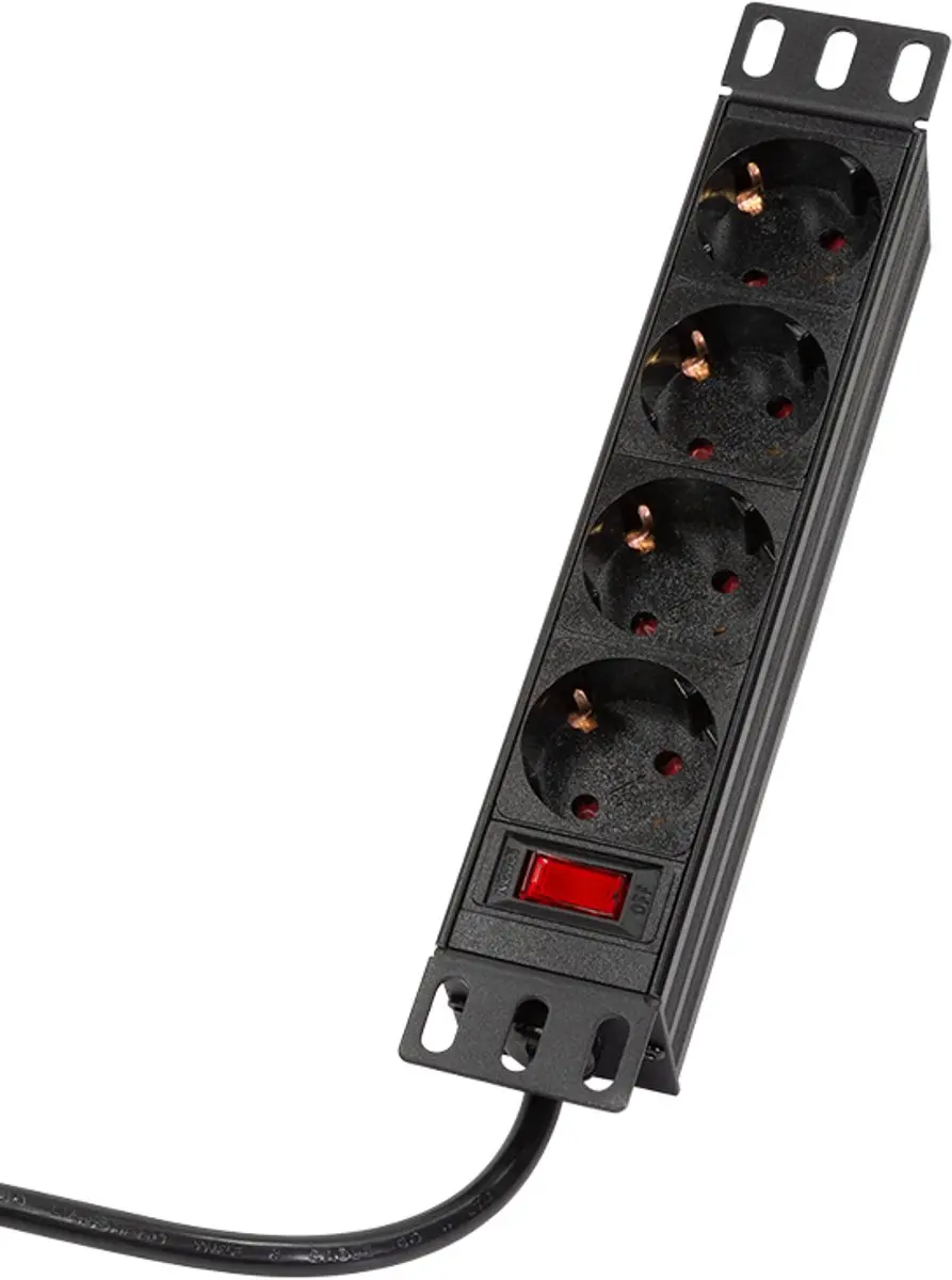 Logilink PDU4B01 Stekkerdoos 4-voudig - 3600W - 2m - Zwart