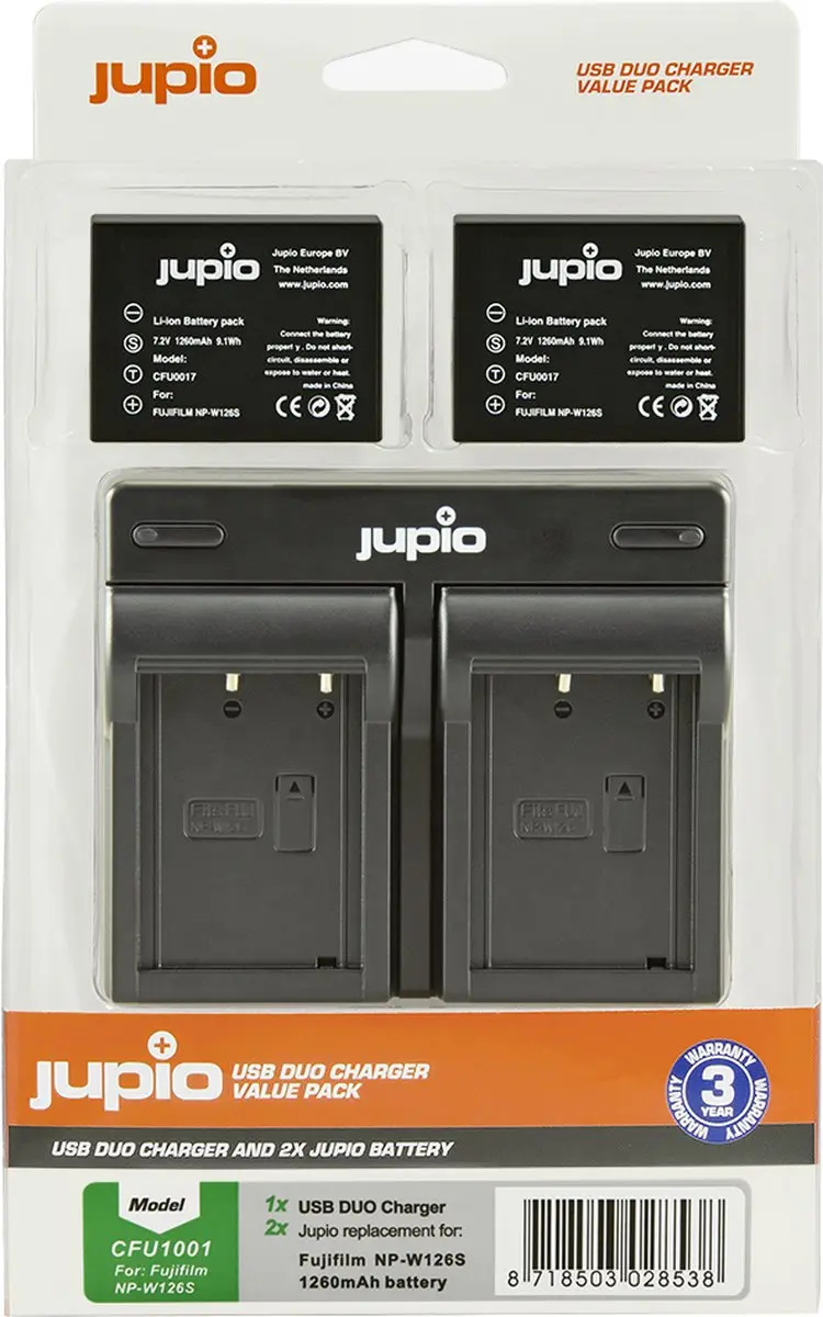 Jupio NP-W126 Kit 2x Accu 1260mAh + USB Dual Charger