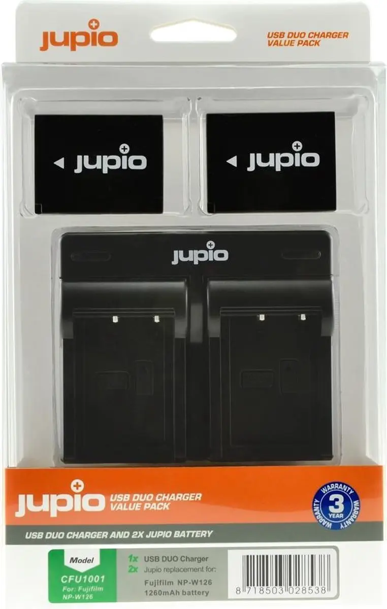 Jupio NP-W126 Kit 2x Accu 1260mAh + USB Dual Charger