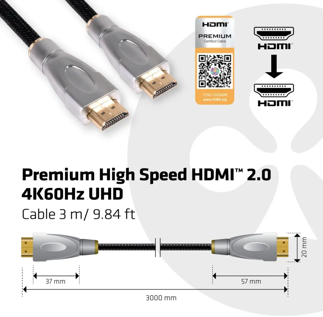 Club 3D CAC-1310 HDMI Kabel 4K60Hz - 3m - Zwart