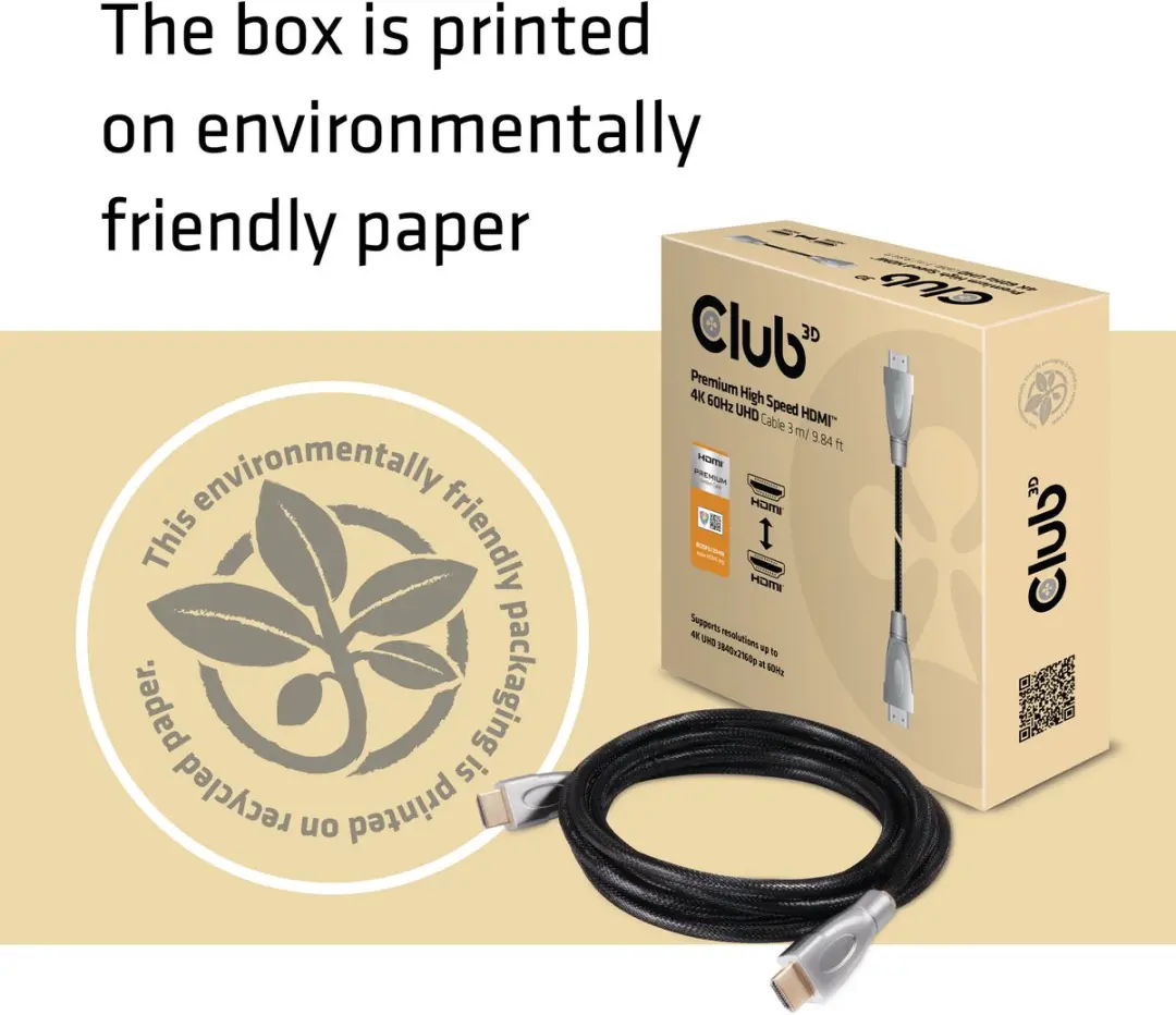 Club 3D CAC-1310 HDMI Kabel 4K60Hz - 3m - Zwart