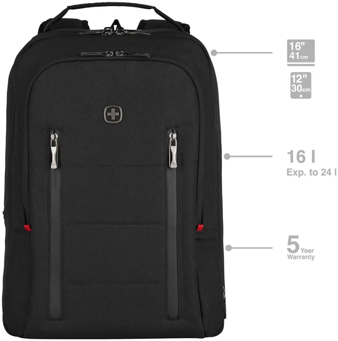 Wenger Traveler Expandable 606490 Rugzak 16L - 12 inch - Zwart - afbeelding 6 van 6