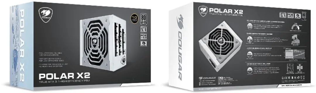 Cougar CGR-POLAR-X2-1050 Voeding - 1050W - ATX Zilver