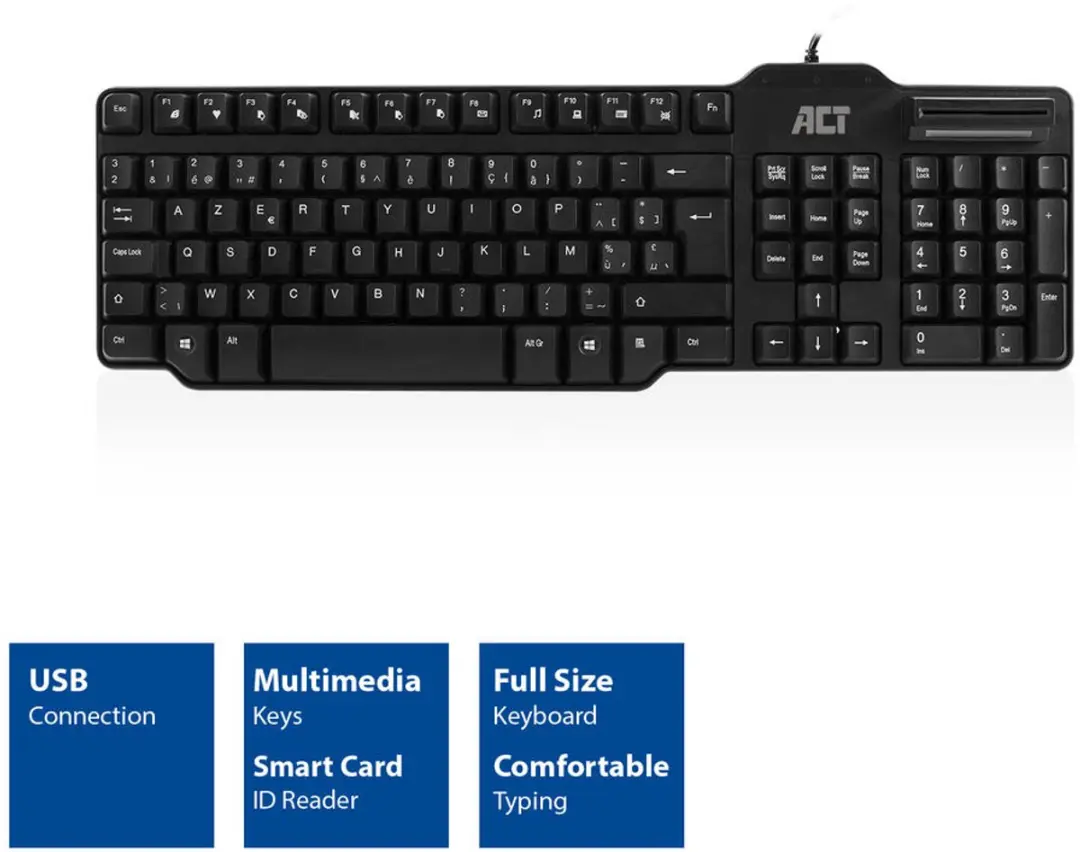 ATC AC5475 USB Toetsenbord - Smartcardlezer - Zwart