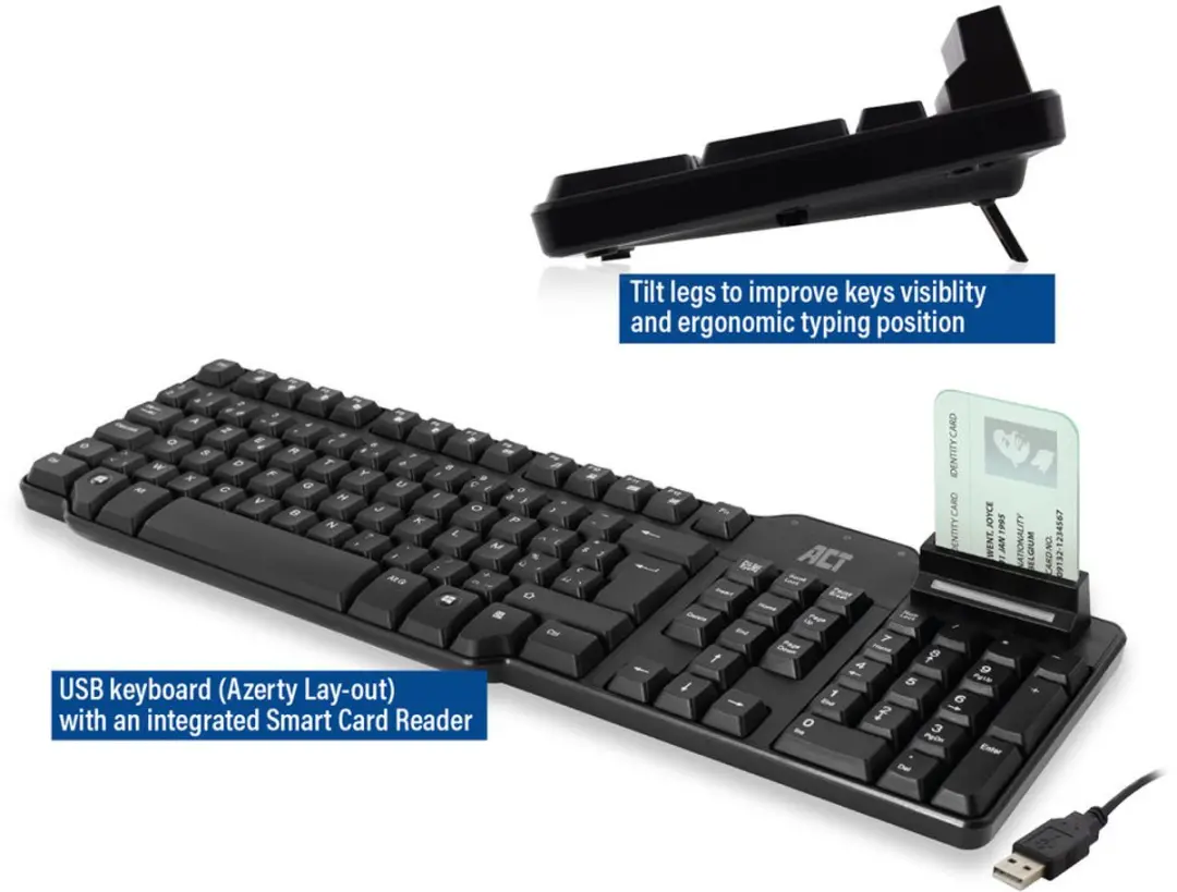 ATC AC5475 USB Toetsenbord - Smartcardlezer - Zwart - afbeelding 6 van 6