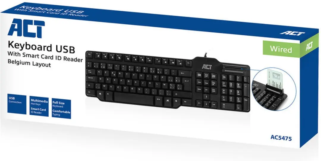 ATC AC5475 USB Toetsenbord - Smartcardlezer - Zwart