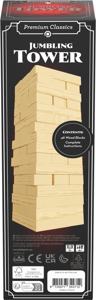 Goliath Classics Jumbling Tower - Gezelschapsspel - Laat de toren niet omvallen!