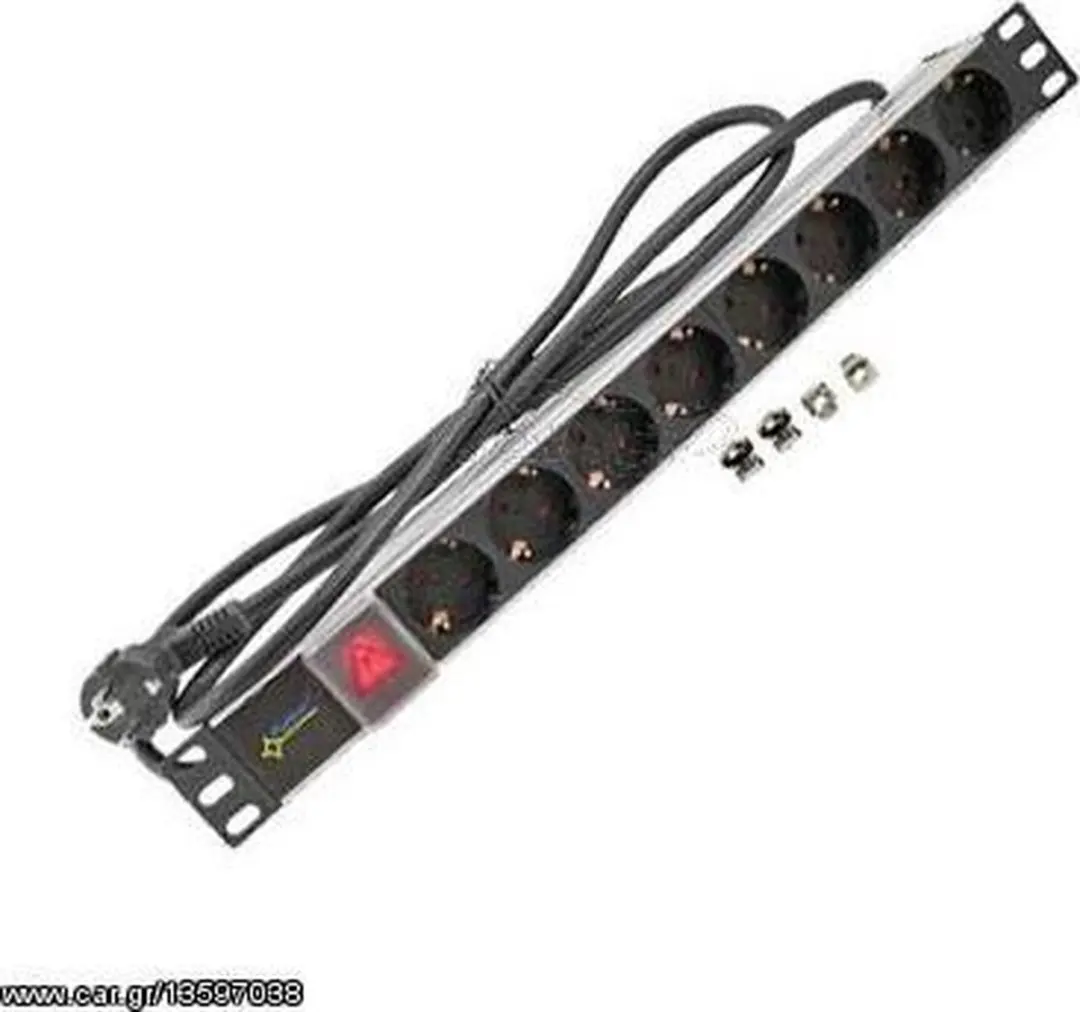 Pulsar Easy-Rack 19" 8-voudige stekkerdoos RALZ/F - Zwart