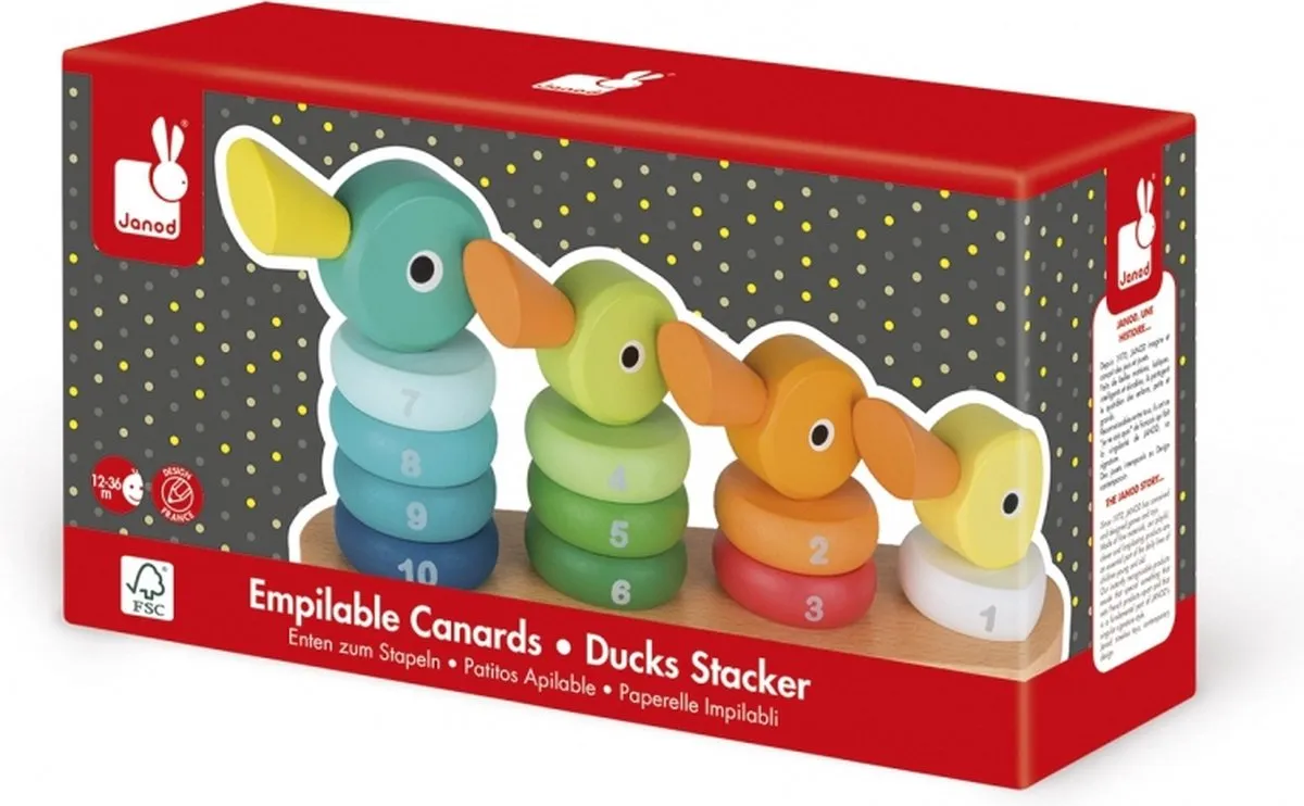 Janod Zigolos Stapeltoren Eendenfamilie 370021 - 14 Stuks - Multi