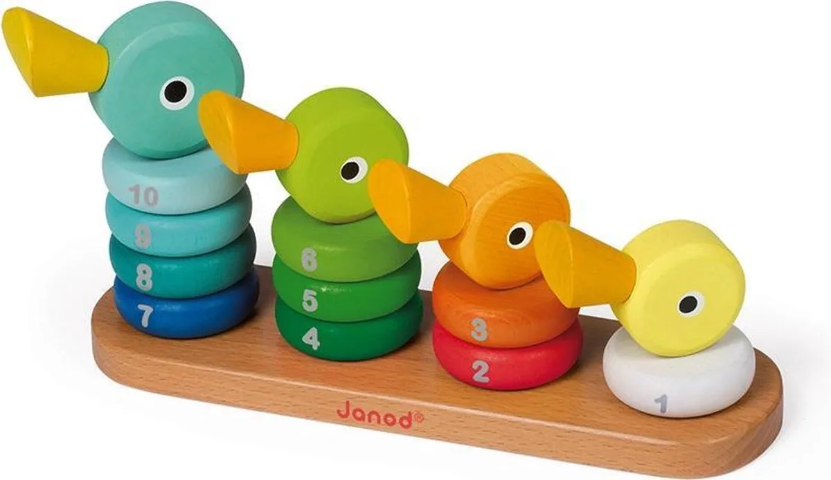 Janod Zigolos Stapeltoren Eendenfamilie 370021 - 14 Stuks - Multi