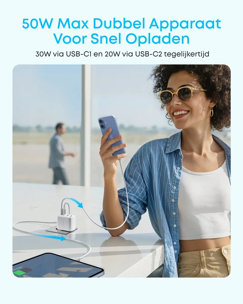 Anker Zolo Wired Charger 50W - 4 Poorten - Wit - afbeelding 6 van 6