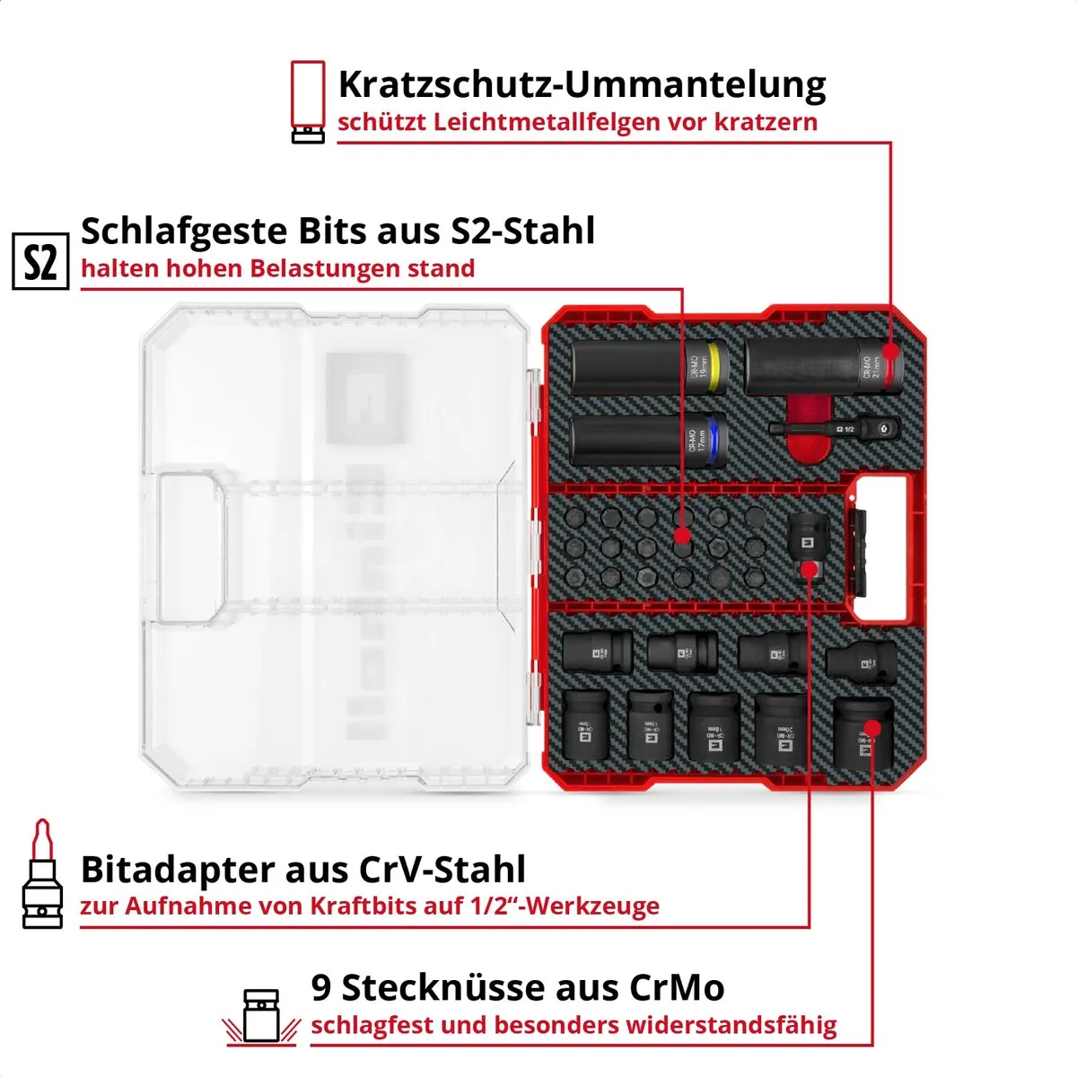 Einhell Impact 109288 Bit- en Steeksleutelset 1/2" - 32 Stuks