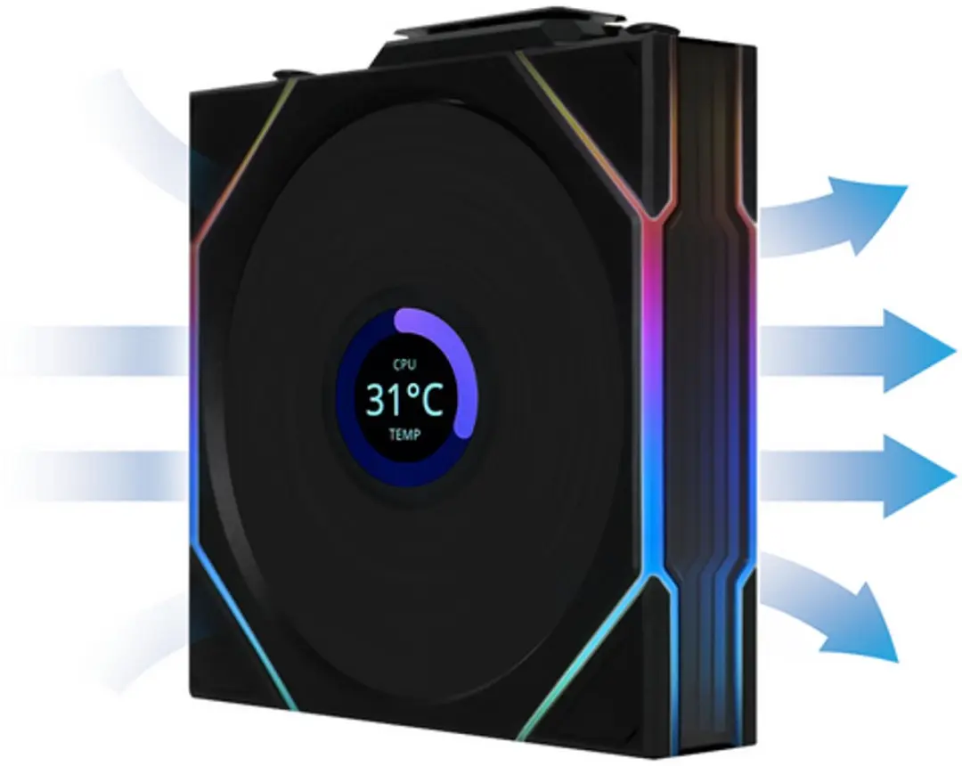 Lian Li Uni Fan TL Wireless LCD 120mm - Zwart
