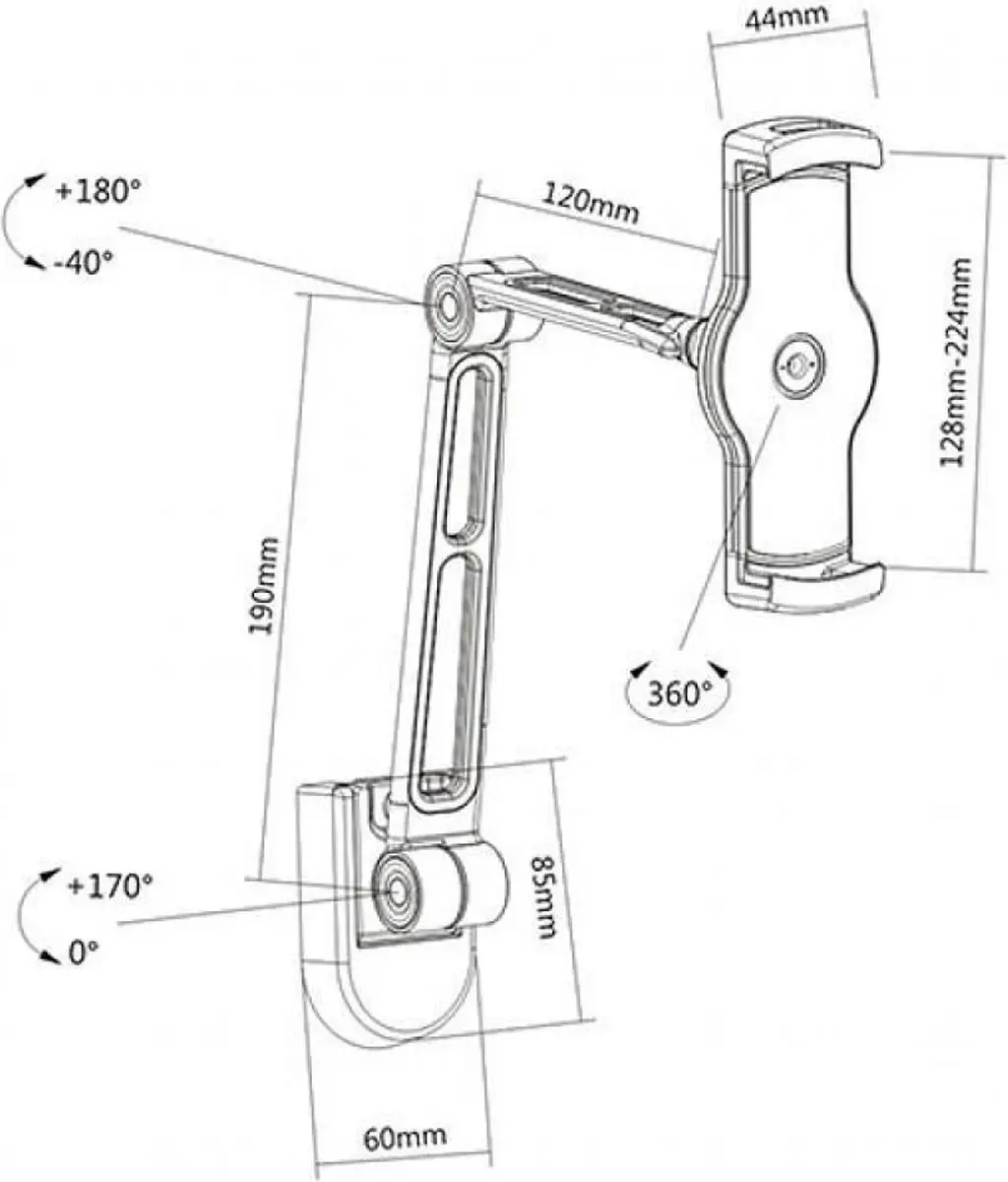 Techly ICA-TBL 2802 Muurbevestigingsarm 47-129cm - Zwart