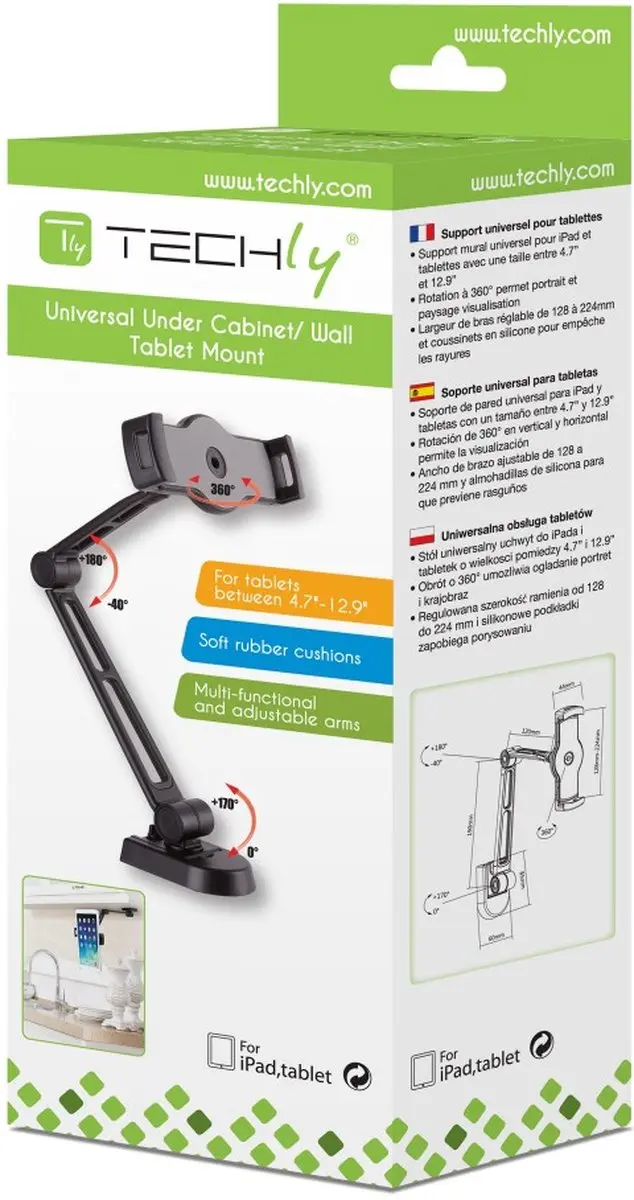 Techly ICA-TBL 2802 Muurbevestigingsarm 47-129cm - Zwart