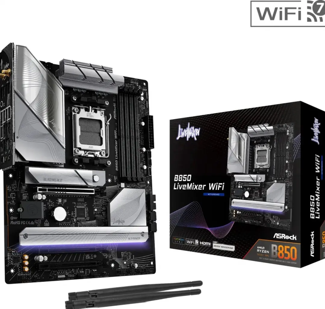 ASRock B850 LiveMixer WiFi AM5 - ATX Moederbord - afbeelding 6 van 6