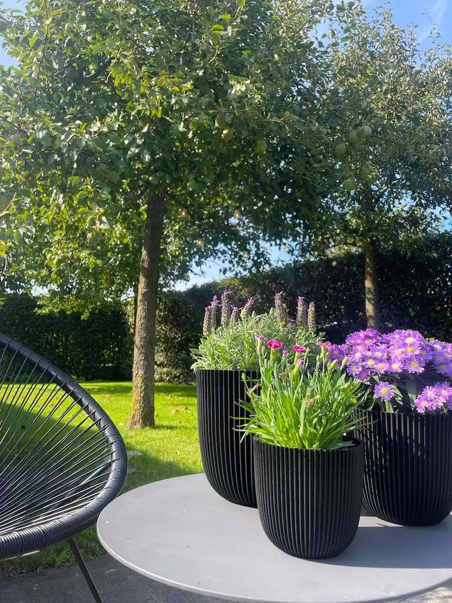 Capi Bloempot Groove Textiel Zwart 2.2L