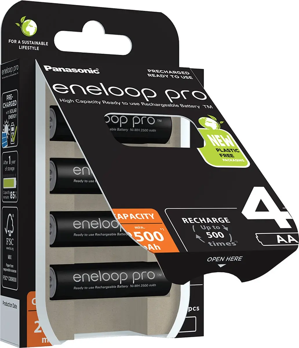 Sanyo eneloop Pro AA Oplaadbare Batterijen 2500mAh - 4 Stuks